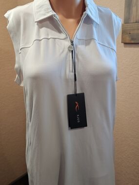 KJUS Women’s Sleeveless Golf Polo Quarter Zip White NWT Performance Top